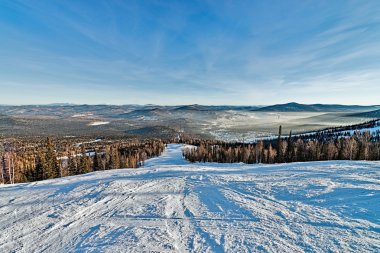 Ski resort sheregesh, kemerovo bölgesi, Rusya Federasyonu.
