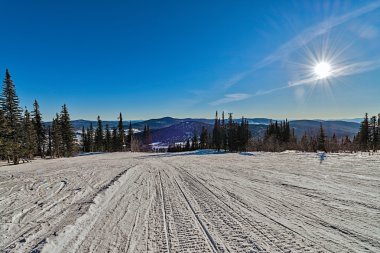 Ski resort sheregesh, kemerovo bölgesi, Rusya Federasyonu.