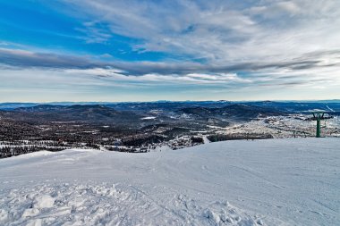Ski resort sheregesh, kemerovo bölgesi, Rusya Federasyonu.