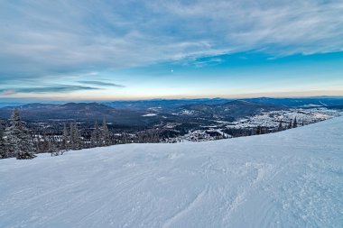 Ski resort sheregesh, kemerovo bölgesi, Rusya Federasyonu.