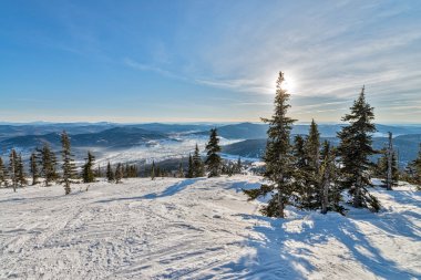 Ski resort sheregesh, kemerovo bölgesi, Rusya Federasyonu.