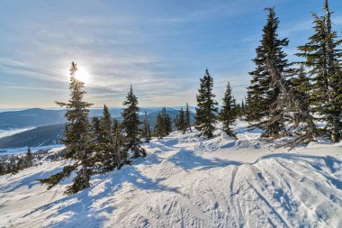 Ski resort sheregesh, kemerovo bölgesi, Rusya Federasyonu.