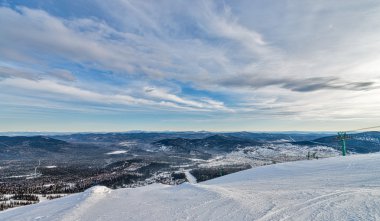 Ski resort sheregesh, kemerovo bölgesi, Rusya Federasyonu.