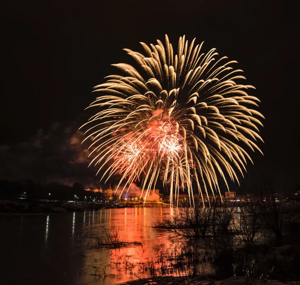 Focuri de artificii de Anul Nou . — Fotografie, imagine de stoc