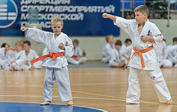 Konkurs karatekas na egzamin kwalifikacji. — Zdjęcie stockowe