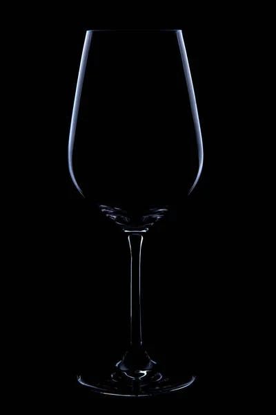 Sylwetka pustego kieliszka do wina na czarnym tle — Zdjęcie stockowe