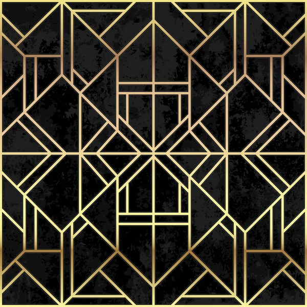Стиль Деко Геометрическая Декоративная Текстура Бесшовный Золотой Линейный Узор Гранжевой — стоковый вектор