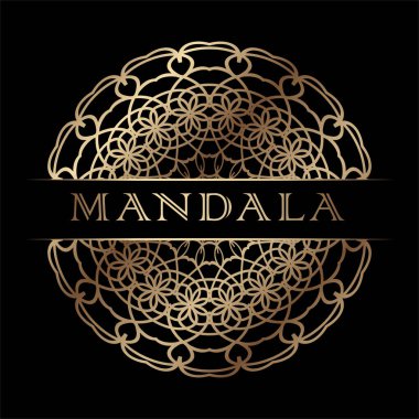 Soyut altın vektör, dekoratif geometrik süs, siyah ve altın mandala. Vektör tasarımı