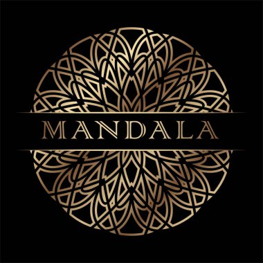 Soyut altın vektör, dekoratif geometrik süs, siyah ve altın mandala. Vektör tasarımı