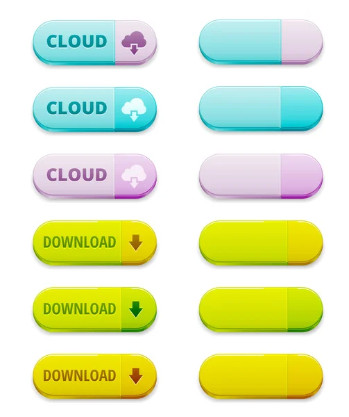 Set di pulsanti di download e cloud computing — Vettoriale Stock
