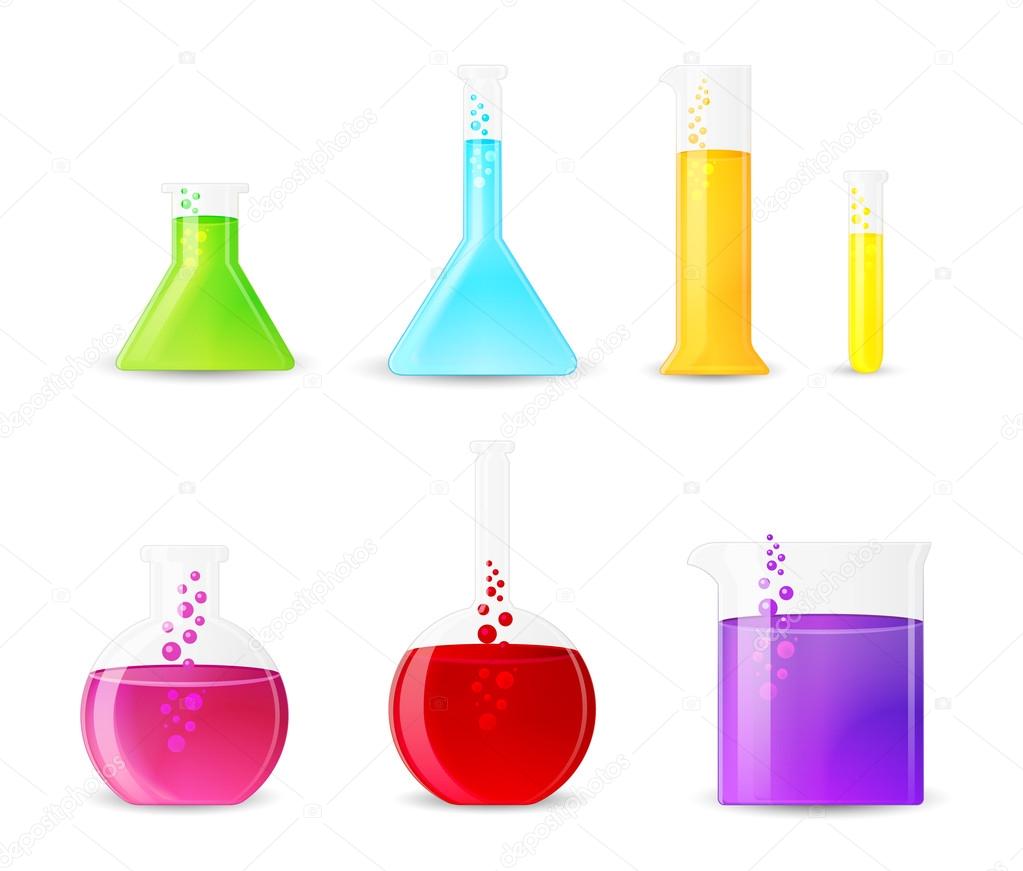 Chemical Glassware with Colorful Fluids
