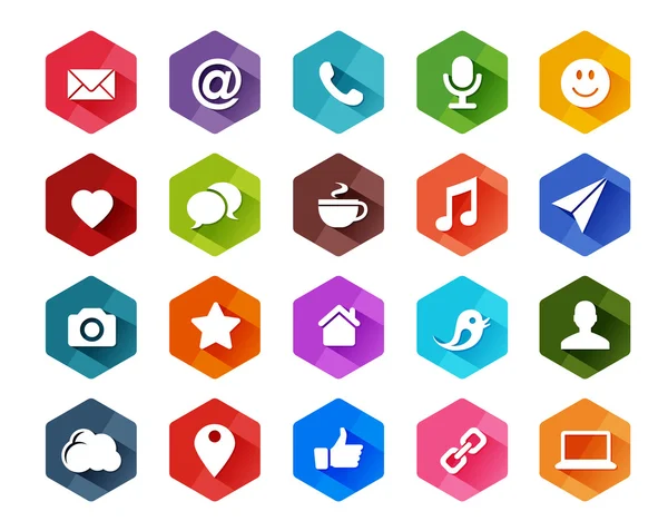 Iconos planos de medios sociales para fondo claro — Vector de stock