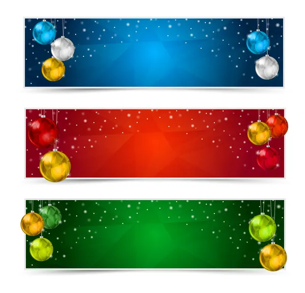 Horizontal Polygon Christmas Banners — Stock Vector