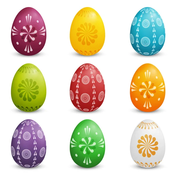 Conjunto de huevos de Pascua de colores — Vector de stock