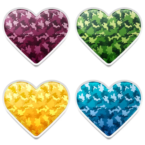 Colorful Camouflage Hearts — Stock Vector