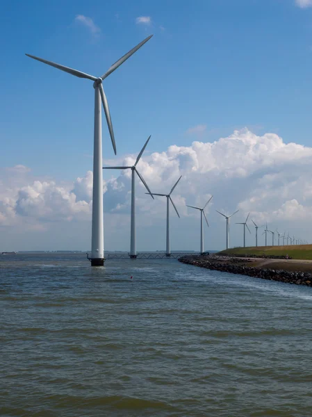 Windfarm along a dike — Stock Photo, Image