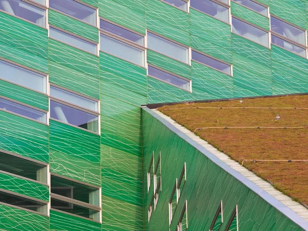 Edificio moderno con un techo de sedum — Foto de Stock