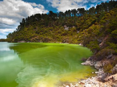 Bright green geothermal lake clipart