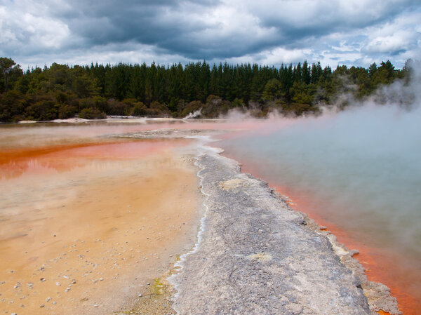 champagne pool under cloudy sky
