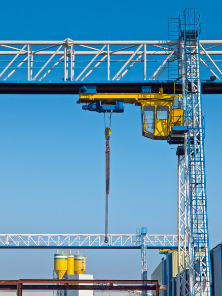 Lifting crane at industrial harbor site