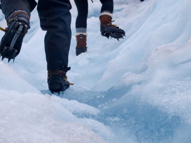 bir buzulun üzerinde trekking turist grup