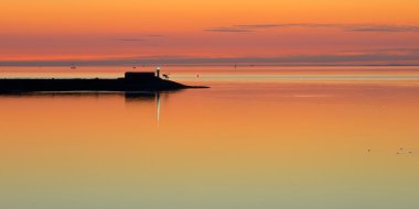 İskele ile waddensea gün batımı