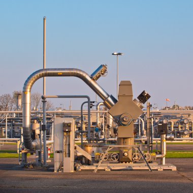 Natural gas well processing plant backdrop clipart