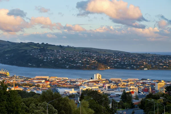 Staden Dunedin, Nya Zeeland, under solnedgången — Stockfoto