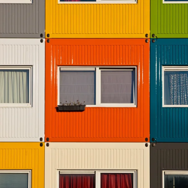 Colorful cargo containers used as home by students — Stock Photo, Image