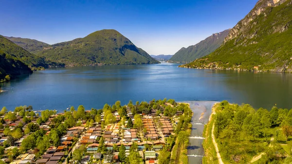 Vista Aérea Lago Lugano Desde Porlezza Cima Lombardia Itália — Fotografia de Stock