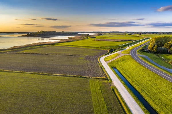 Aerial View Coastal Region Dike Ijsselmeer Zwarte Water Zwartsluis Overijssel — Stock Photo, Image