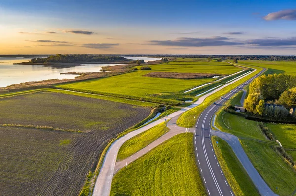 Aerial View Coastal Region Dike Ijsselmeer Zwarte Water Zwartsluis Overijssel — Stock Photo, Image