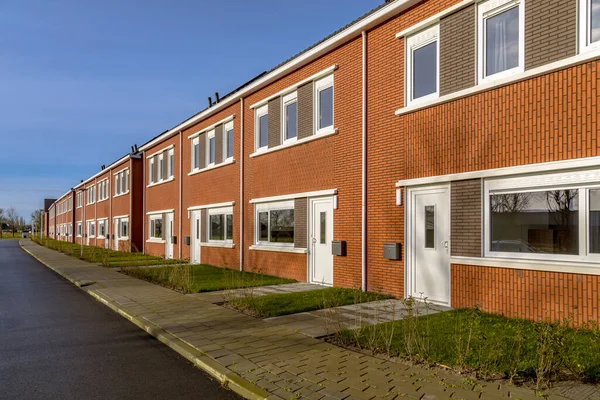 Brand New Development Basic Public Housing Village Netherlands Neighborhood Scene — Stock Photo, Image