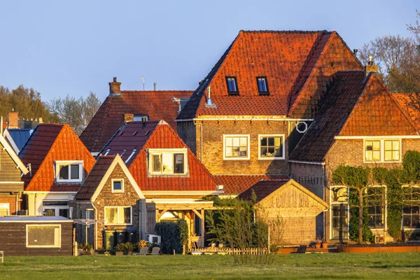 Detail Village Historic Dutch Buildings Sun Workum Friesland Netherlands — Stockfoto