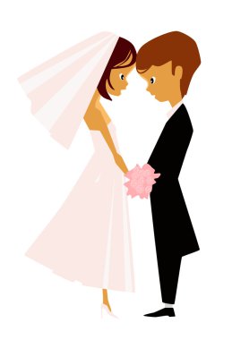 Düğün çifti el ele tutuşuyor.