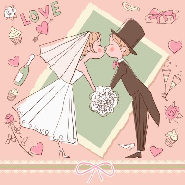 düğün seti: gelin ve damat öpüşme