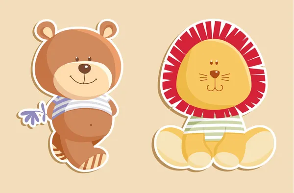 おもちゃ: クマとレオン — ストックベクタ
