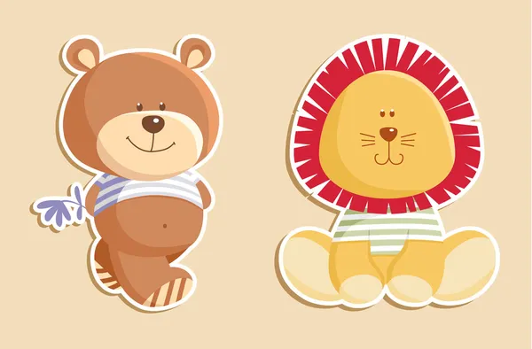 Toys: bear and leon — Stock Vector