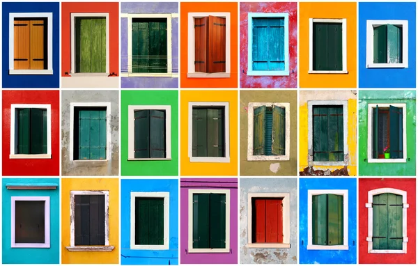 Colagem de janelas coloridas — Fotografia de Stock