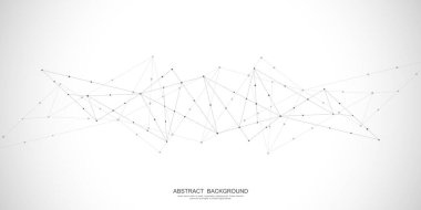Noktaları ve çizgileri birleştiren soyut çokgen arkaplan. Küresel ağ bağlantısı, dijital teknoloji ve iletişim kavramı