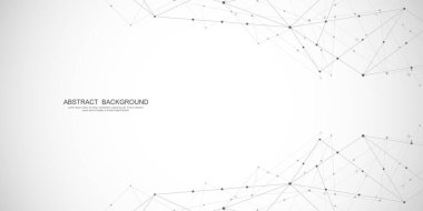 Noktaları ve çizgileri birleştiren soyut çokgen arkaplan. Küresel ağ bağlantısı, dijital teknoloji ve iletişim kavramı