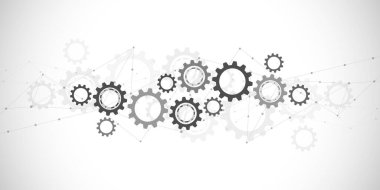 Çarklar ve dişli tekerlek mekanizmaları. Yüksek teknoloji dijital teknoloji ve mühendislik. Soyut teknik arkaplan