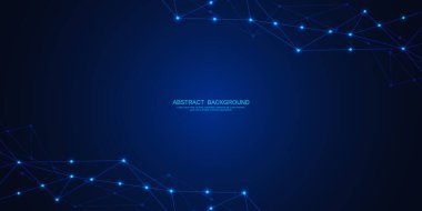 Noktaları ve çizgileri birleştiren soyut teknoloji geçmişi. Küresel ağ bağlantısı, dijital teknoloji ve iletişim kavramı.