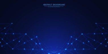 Noktaları ve çizgileri birleştiren soyut teknoloji geçmişi. Küresel ağ bağlantısı, dijital teknoloji ve iletişim kavramı.