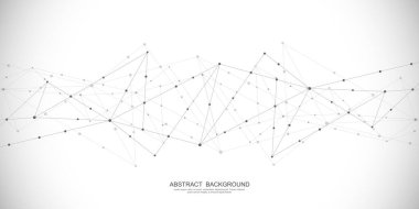 Noktaları ve çizgileri birleştiren soyut geometrik arkaplan. Soyut pleksus dokusu ve iletişim konsepti