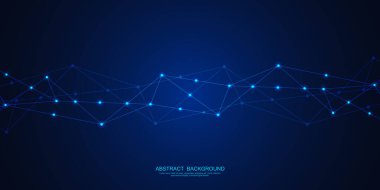 Noktaları ve çizgileri birleştiren soyut teknoloji geçmişi. Küresel ağ bağlantısı, dijital teknoloji ve iletişim kavramı.