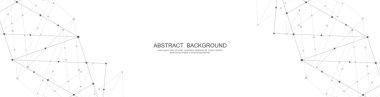 Soyut çokgen arkaplan ve noktaları ve satırları birleştiren web sitesi başlığı veya afiş tasarımı. Genel ağ bağlantısı. Metnin için pleksus arkaplanı ve alanı olan dijital teknoloji