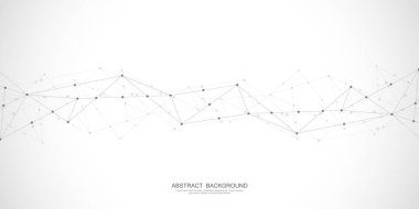 Noktaları ve çizgileri birleştiren soyut geometrik arkaplan. Soyut pleksus dokusu ve iletişim konsepti