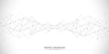 Noktaları ve çizgileri birleştiren soyut geometrik arkaplan. Soyut pleksus dokusu ve iletişim konsepti