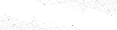 Soyut geometrik arkaplan ve noktaları ve çizgileri birleştiren web sitesi başlığı veya afiş tasarımı. Genel ağ bağlantısı. Metnin için pleksus arkaplanı ve alanı olan dijital teknoloji.
